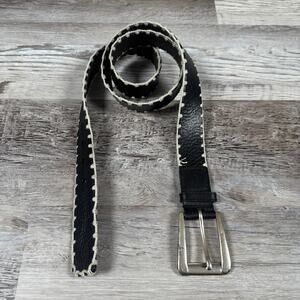 Vintage Michael Kors Black Leather Whipstitch Belt Y2K Boho Indie Sleaze XL